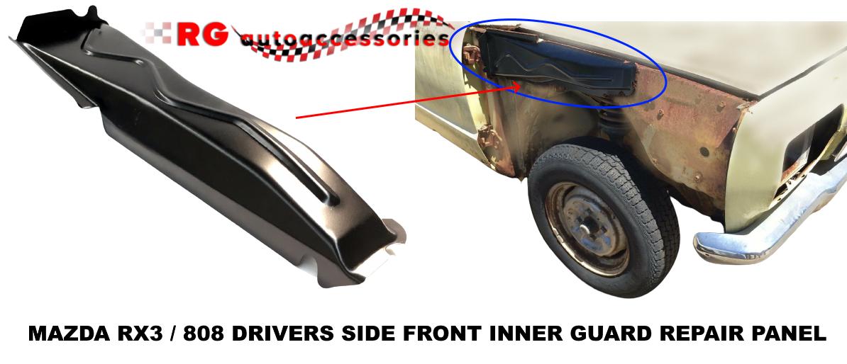 MAZDA RX3 808 DRIVERS SIDE FRONT GUARD INNER REPAIR PANEL (2)